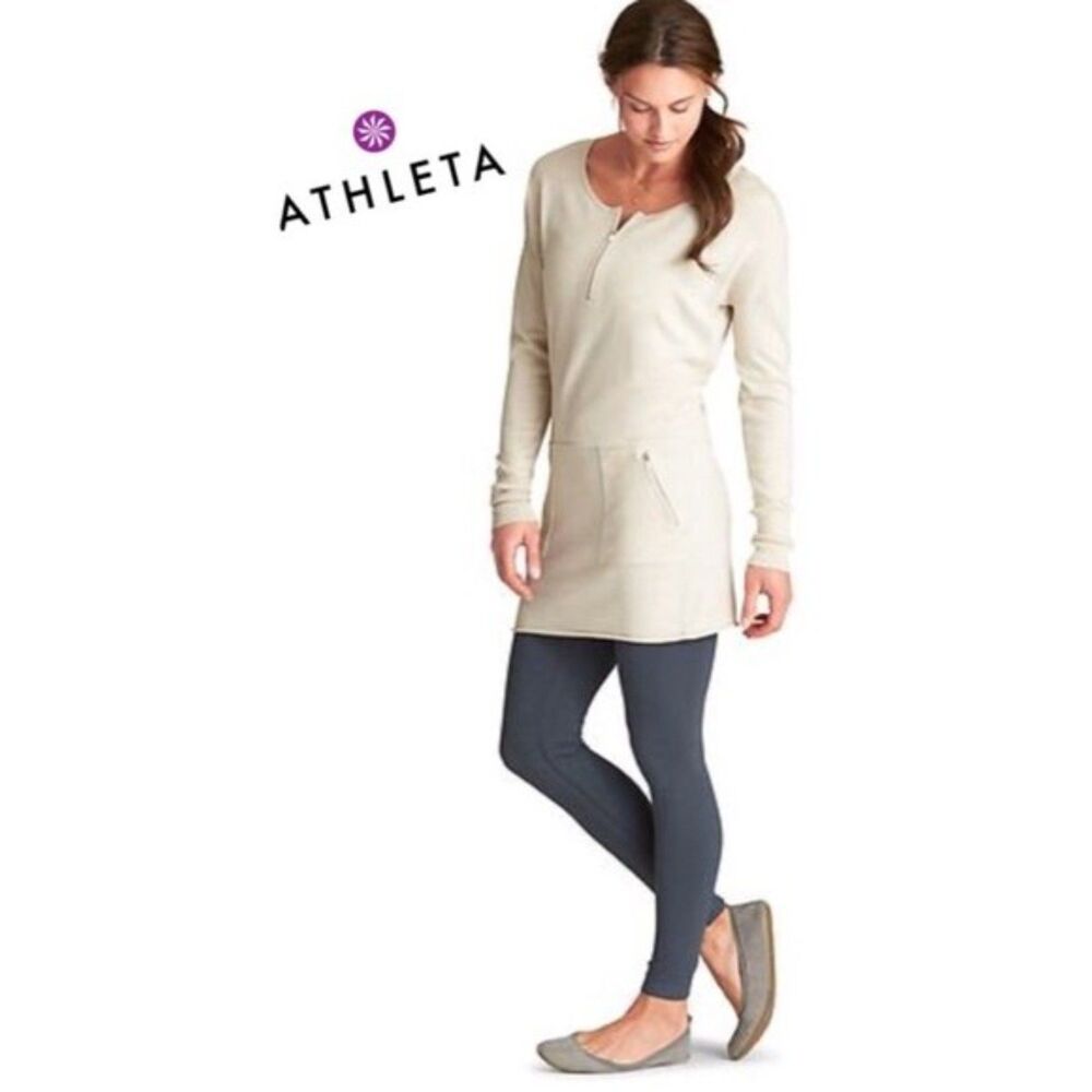 Athleta Azalia 1/4 Zip Knit Sweater Dress XS color Gray